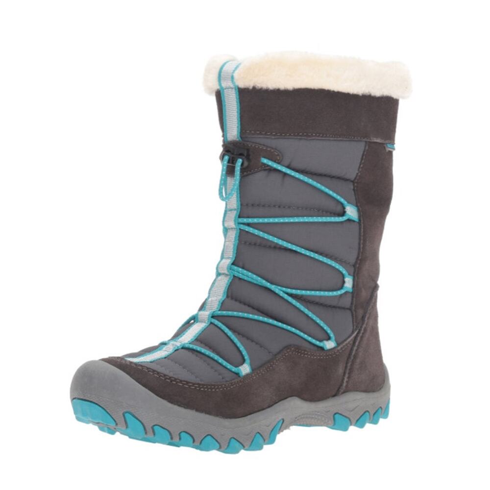 M.A.P. Sequoia Girls Outdoor Snow Boot sz 3 big kids gray turquoise hiking